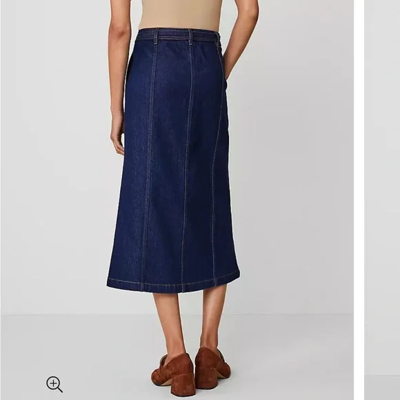Ann Taylor belted denim skirt in class rinse - Picture 6 of 7